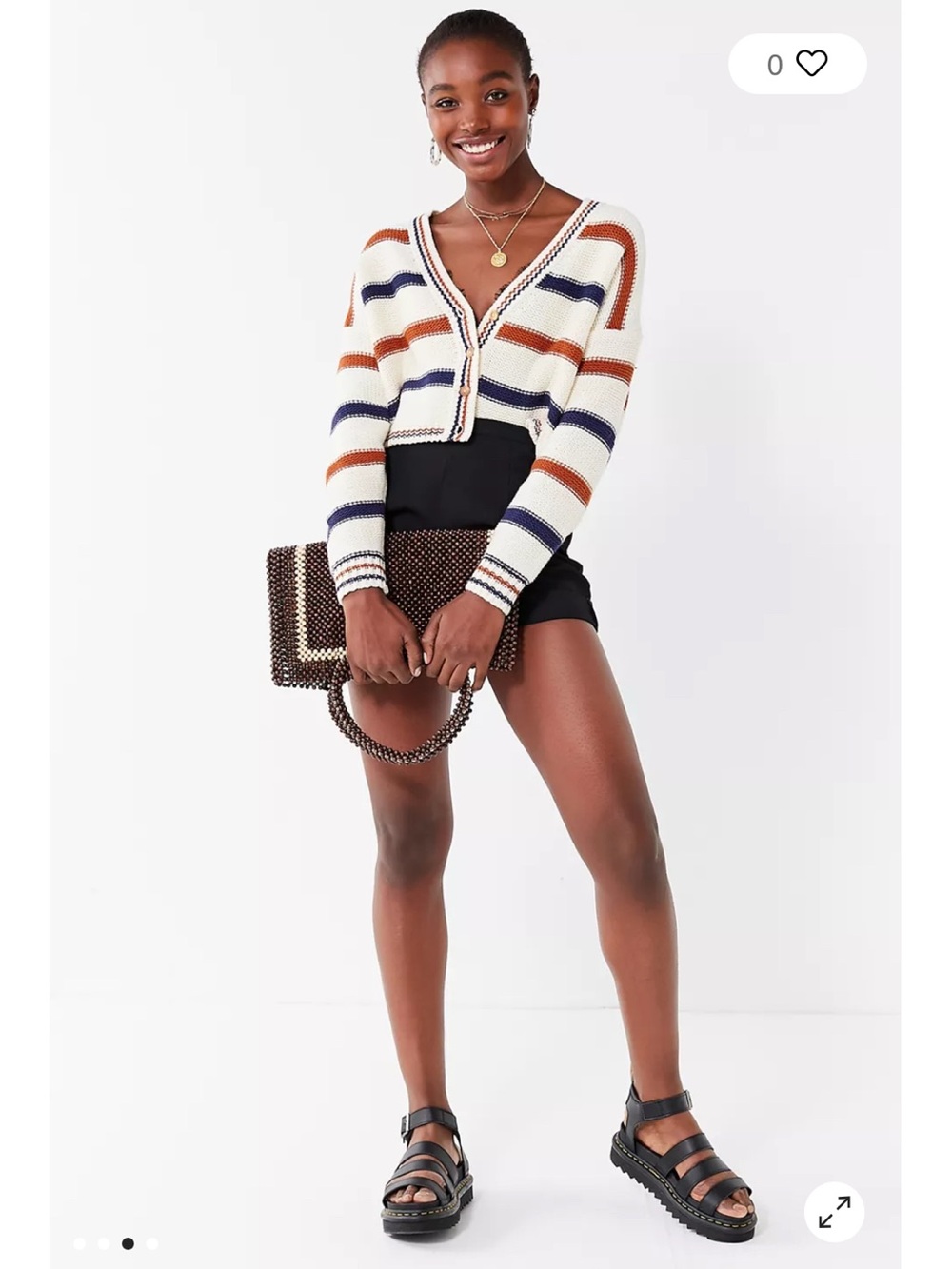 Urban Outfitters V-Neck Cropped Cardigan Sweater - striped - as seen on tv